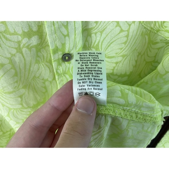 Fresh Produce Green Size M Floral Button Up Long Sleeve Shirt Cotton Made in USA - Picture 4 of 7